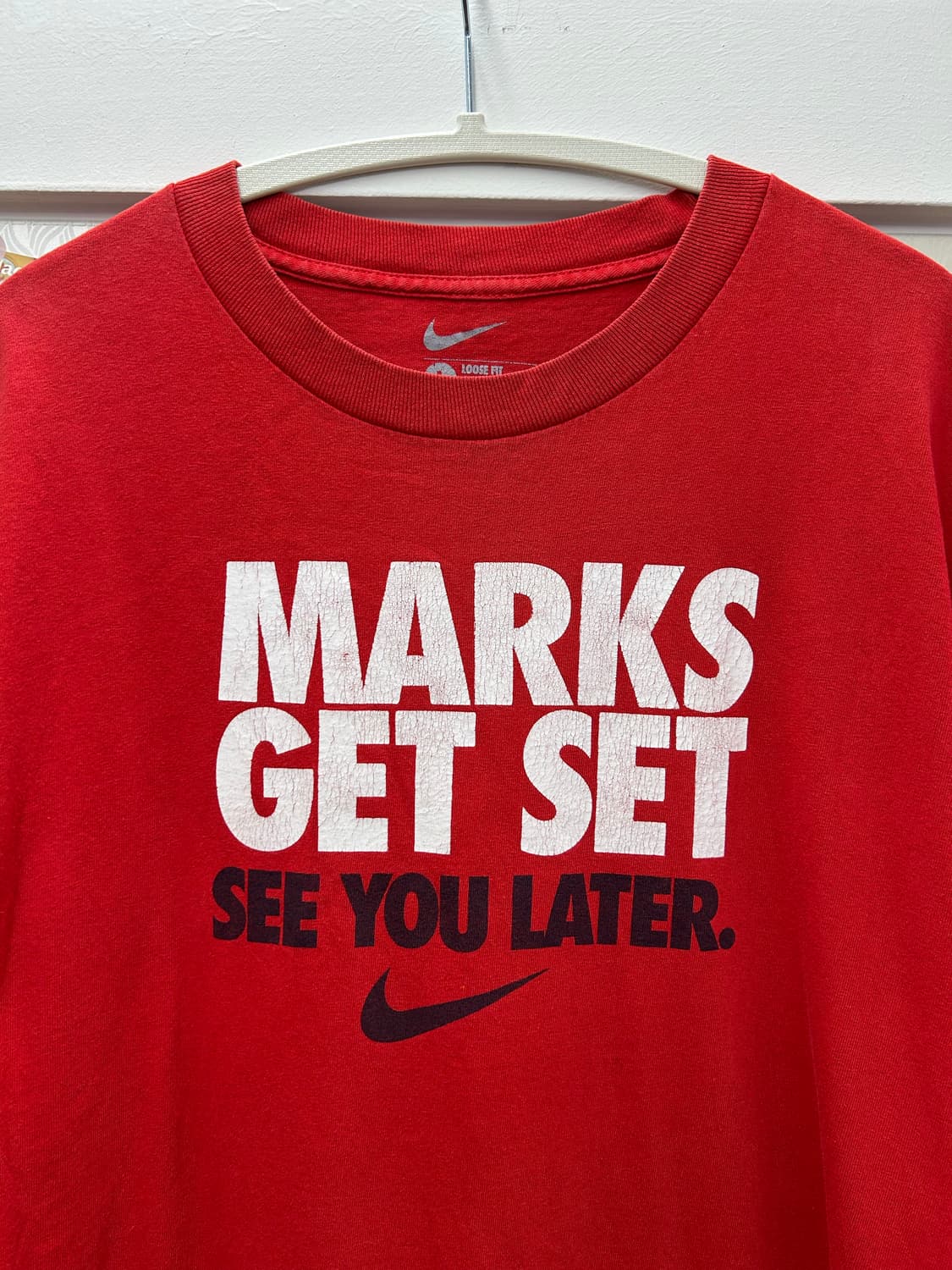 [L] 00's 나이키 MARKS GET SET 그래픽 반팔티 레드 상품이미지1