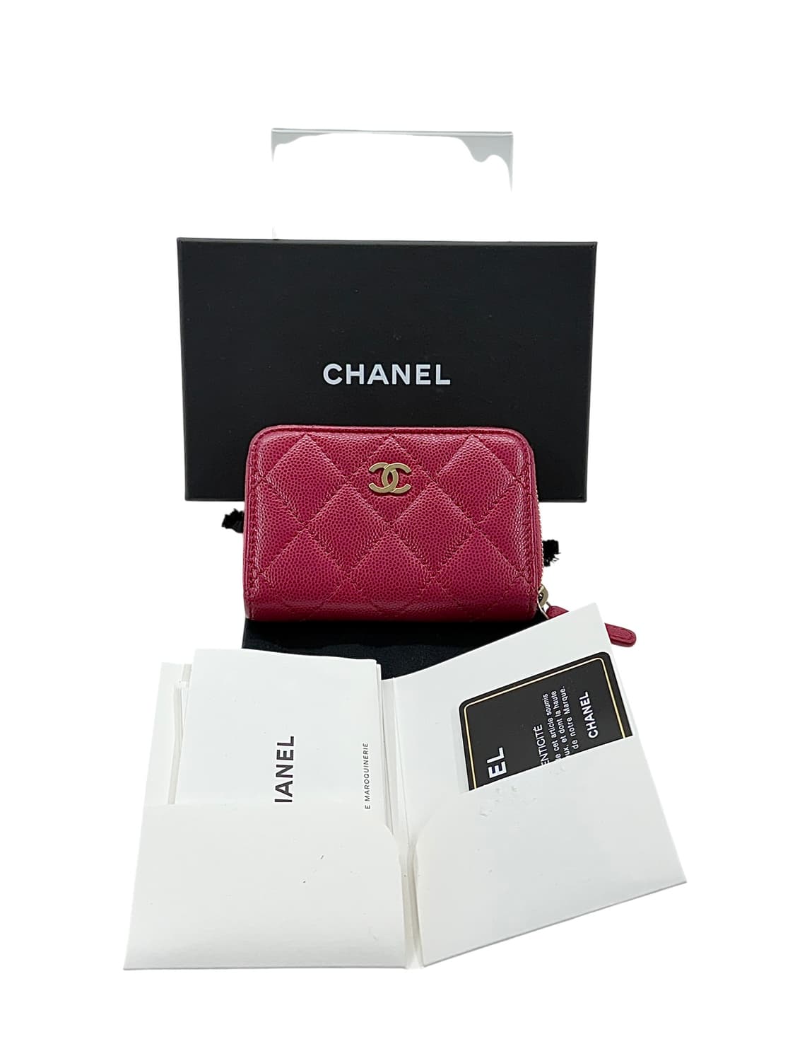 샤넬 클래식 캐비어 퀄팅 지퍼 동전지갑 버건디 상품이미지1