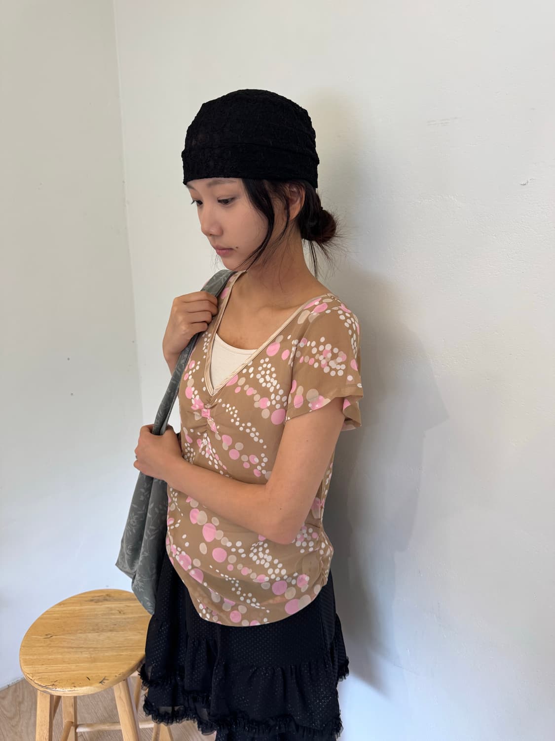 Dot see-through T-shirt 상품이미지2
