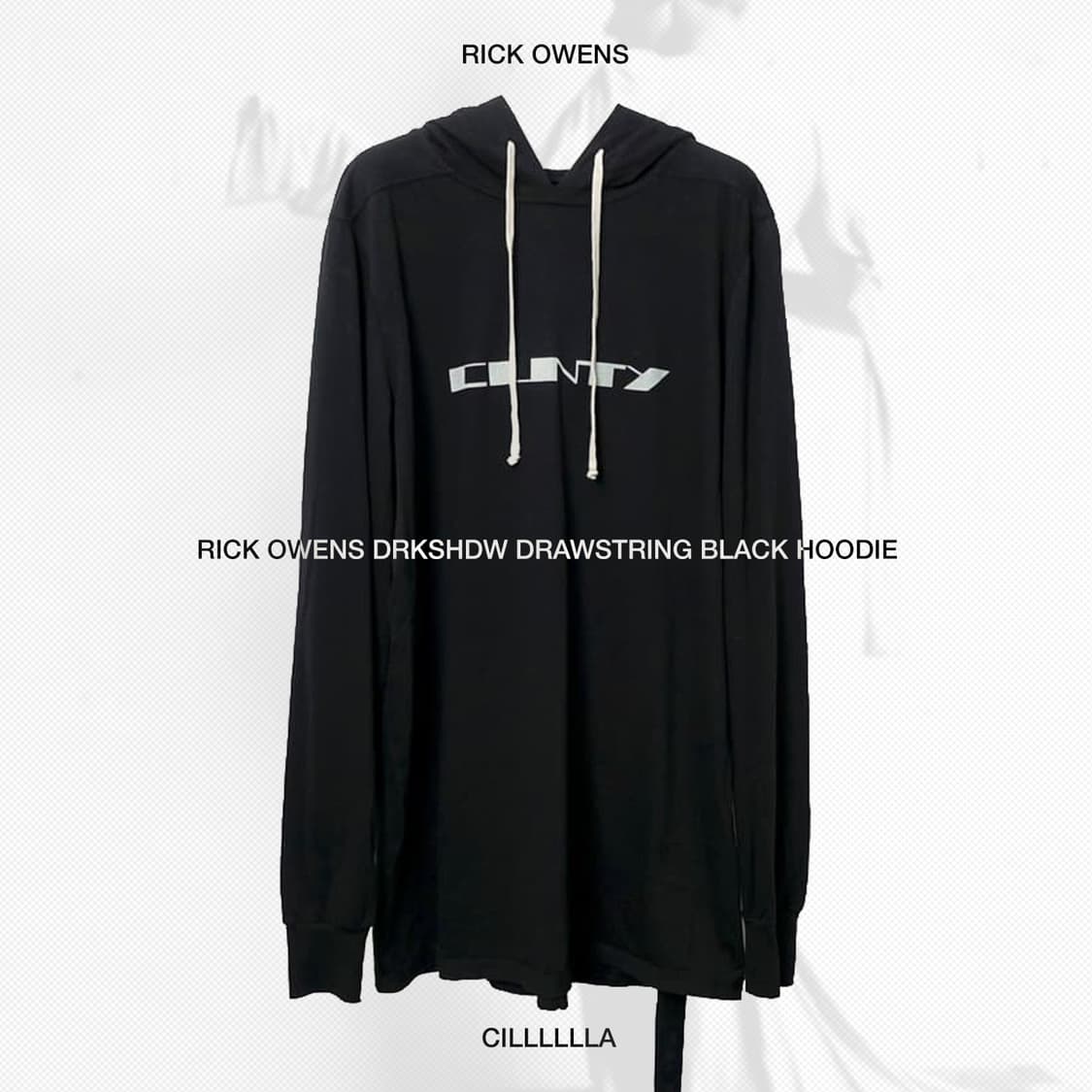 [M,100] RICKOWENS 릭오웬스 다크쉐도우 드로스트링 블랙 후드 상품이미지1
