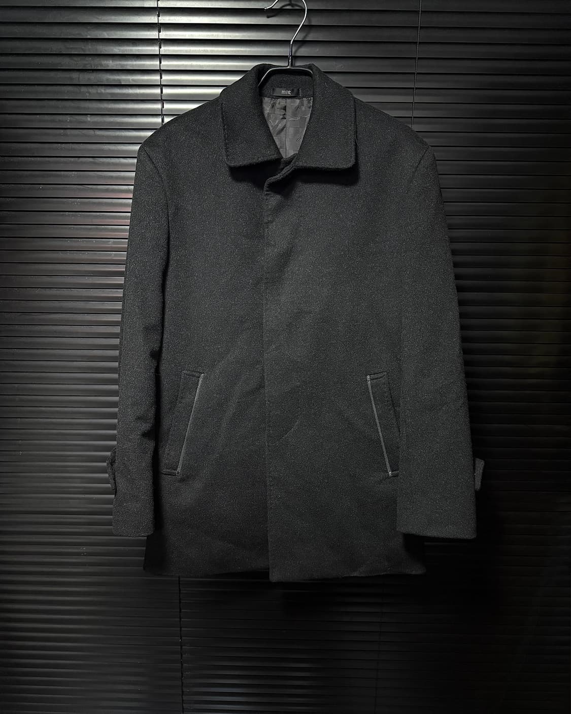 Mig 울 모 캐시미어 혼방 블랙 검정 숏 코트 95 m 카라 발마칸 상품이미지3