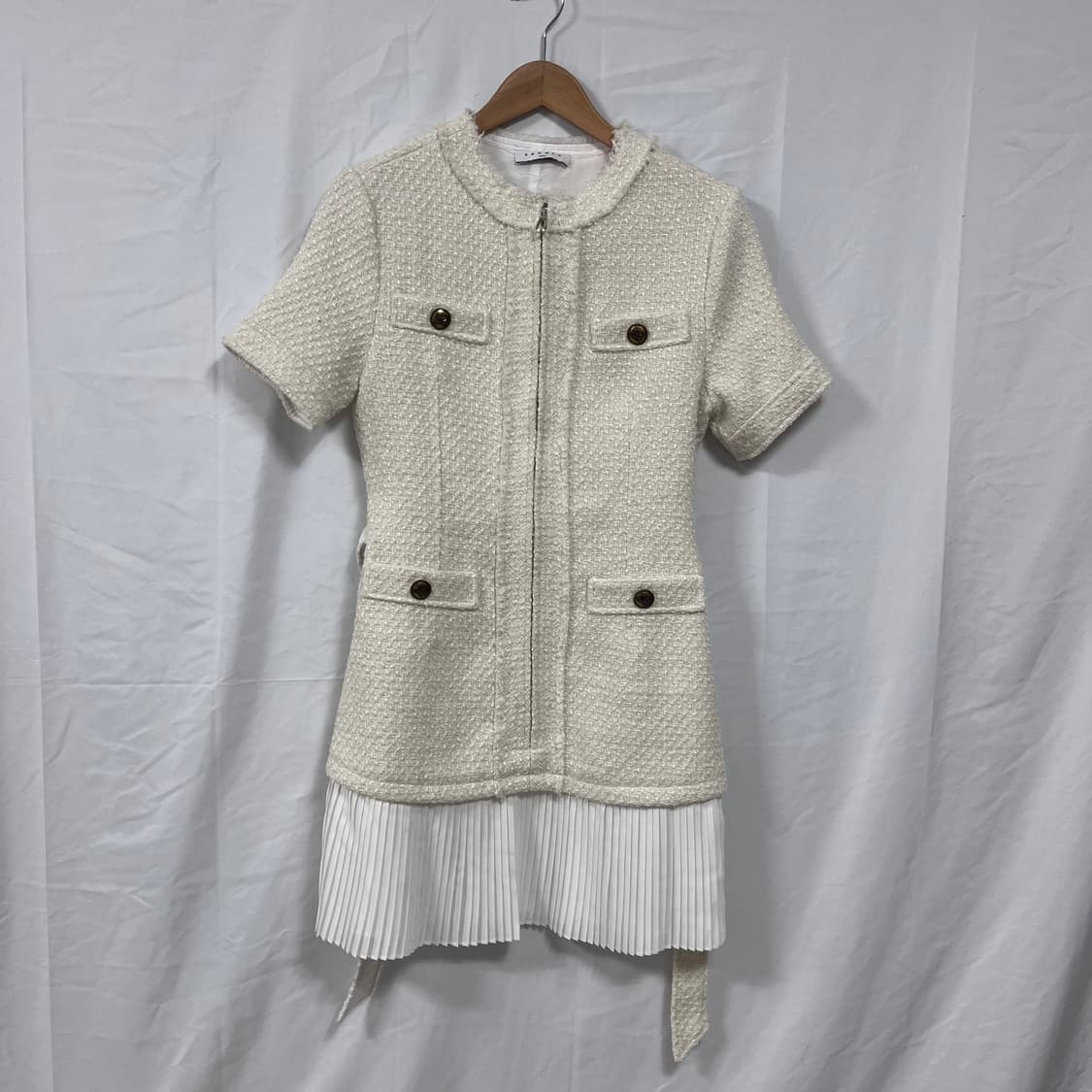 산드로(SANDRO) 트위드 플리츠 원피스 상품이미지1