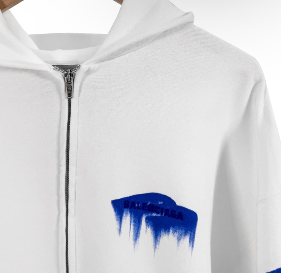 [L] 발렌시아가 남성 26ss 웻 브러시 아이콘 후드 집업 자켓 화이트 상품이미지4