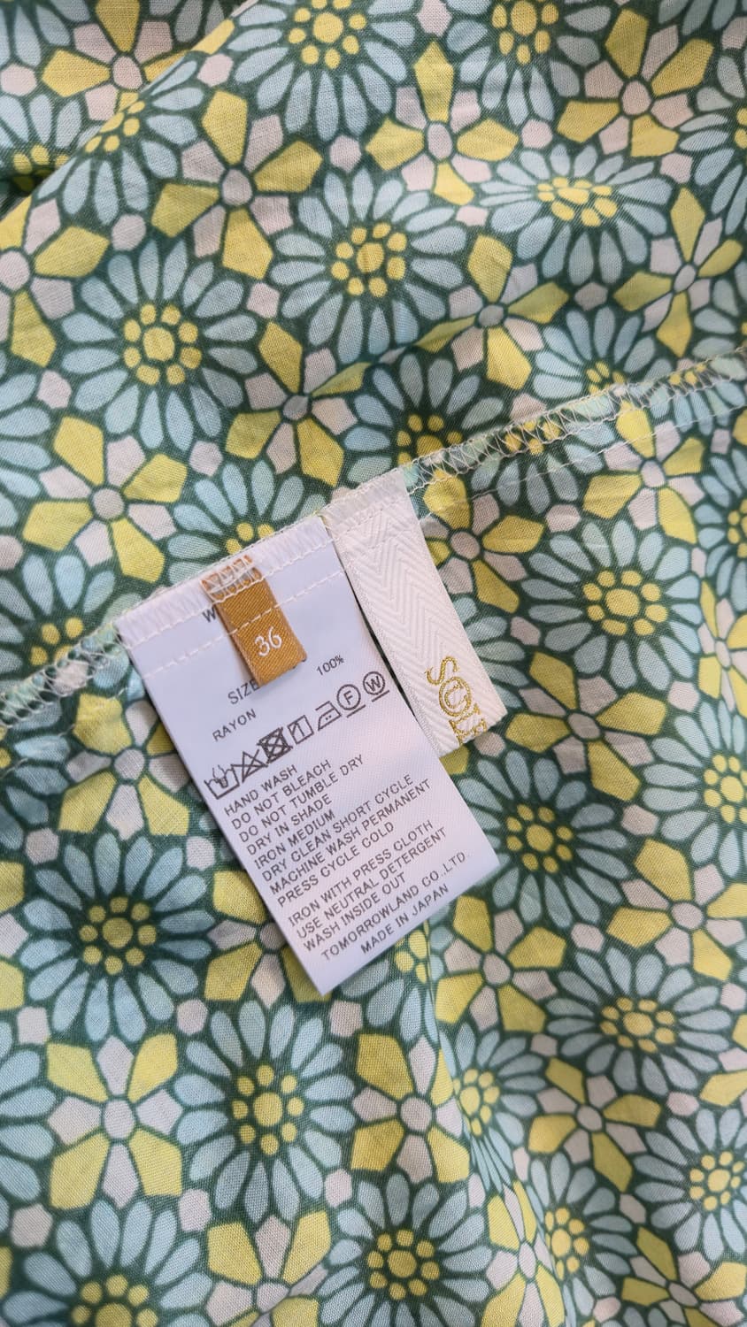 패턴 셔츠 롱 원피스 36 그린 옐로우 레이온 로브 robe 상품이미지6