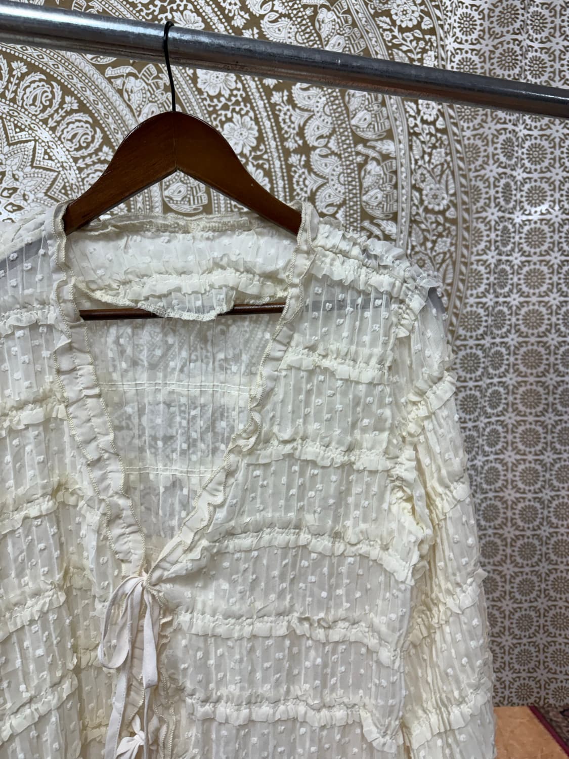 빈티지 여성 프릴 도트 시스루 가디건 (Z1027) 상품이미지4