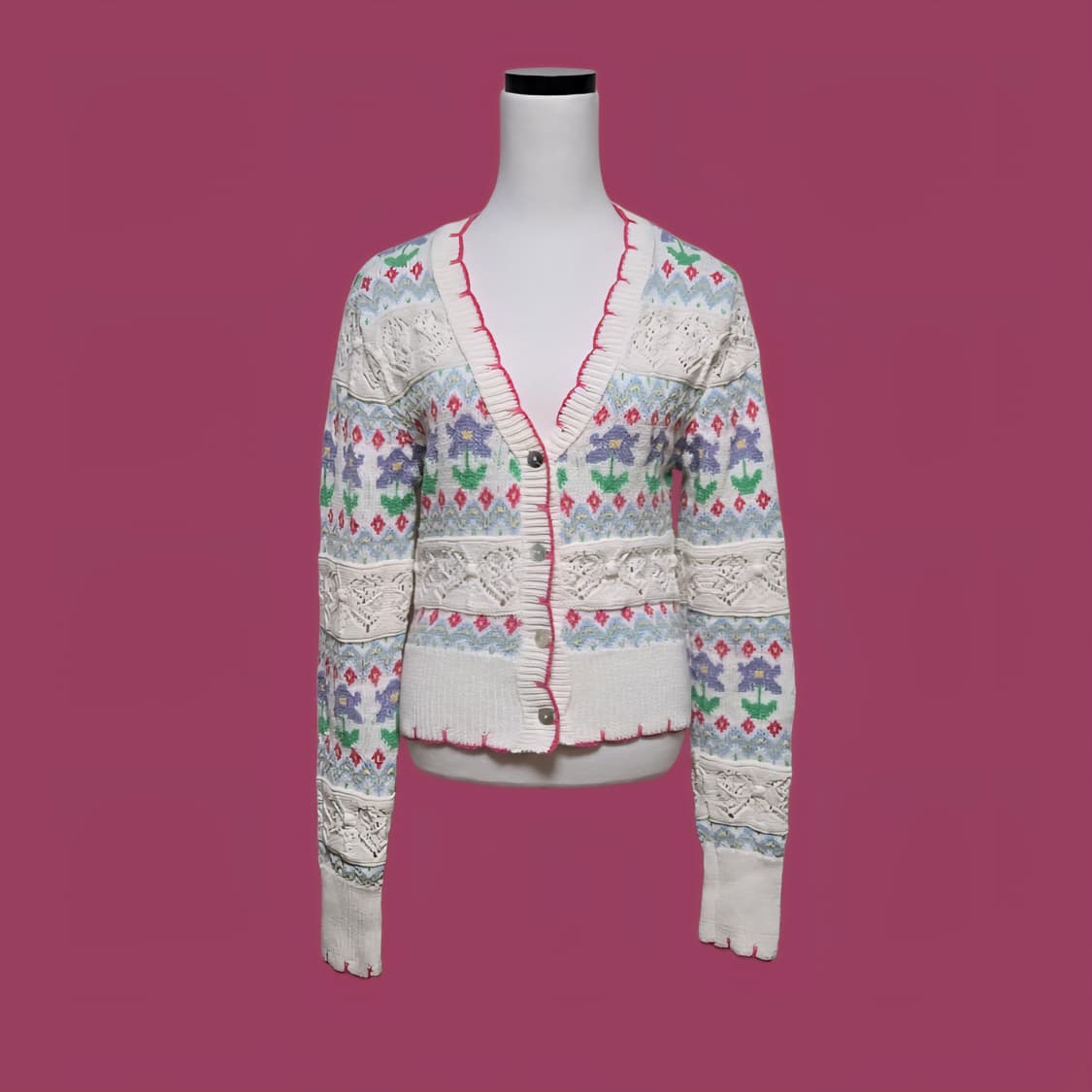 자라 코튼 플라워 가디건 (한혜진 착용) 상품이미지1