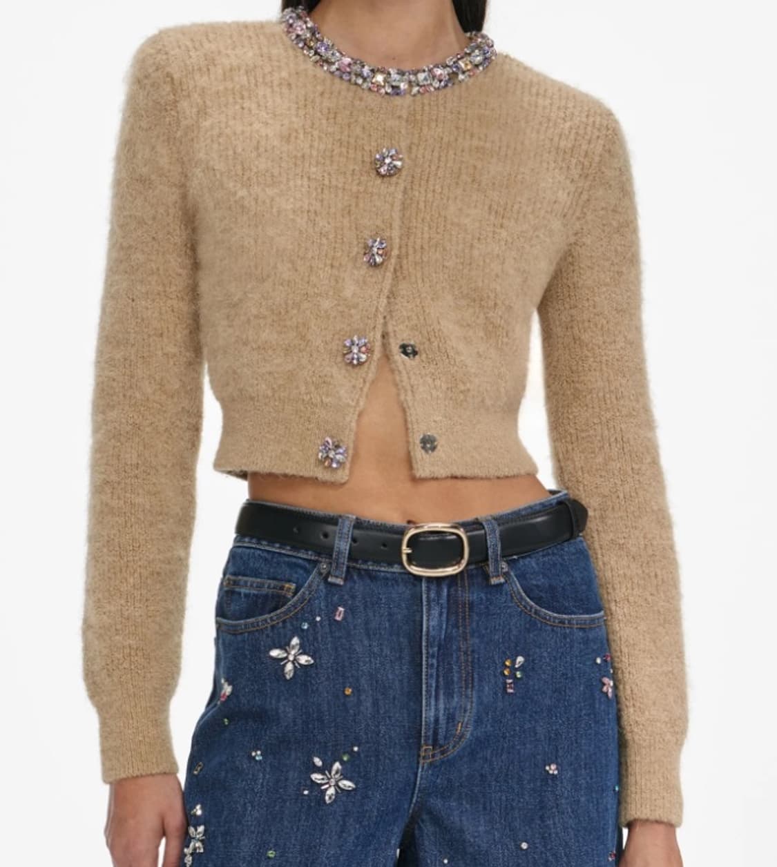 self-portrait(셀프포트레이트) 브라운 장식 트리밍 가디건 상품이미지4