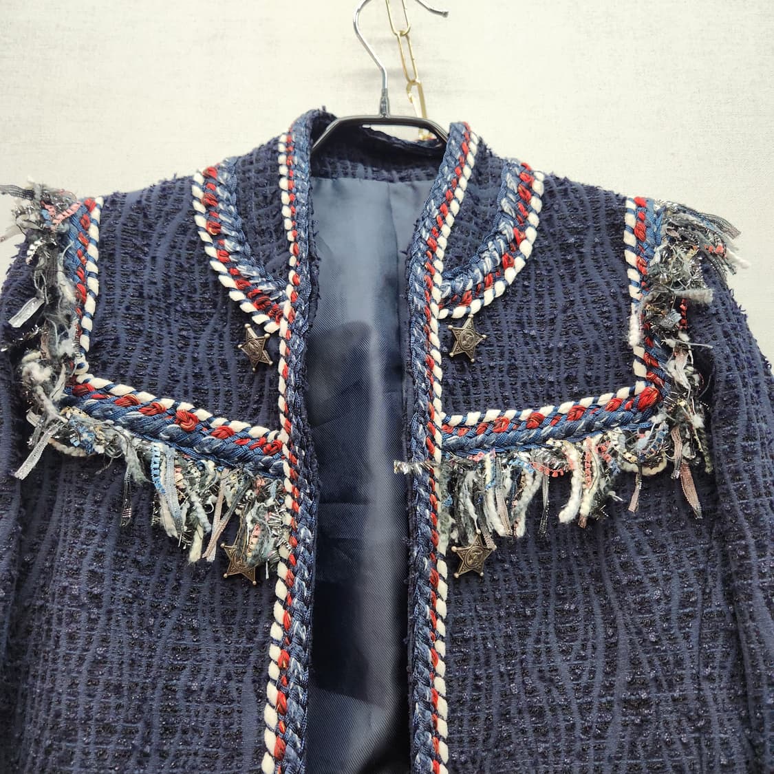 JS뉴욕 별단추 디테일 트위드 빈티지 오픈자켓 F(S~M) 상품이미지2