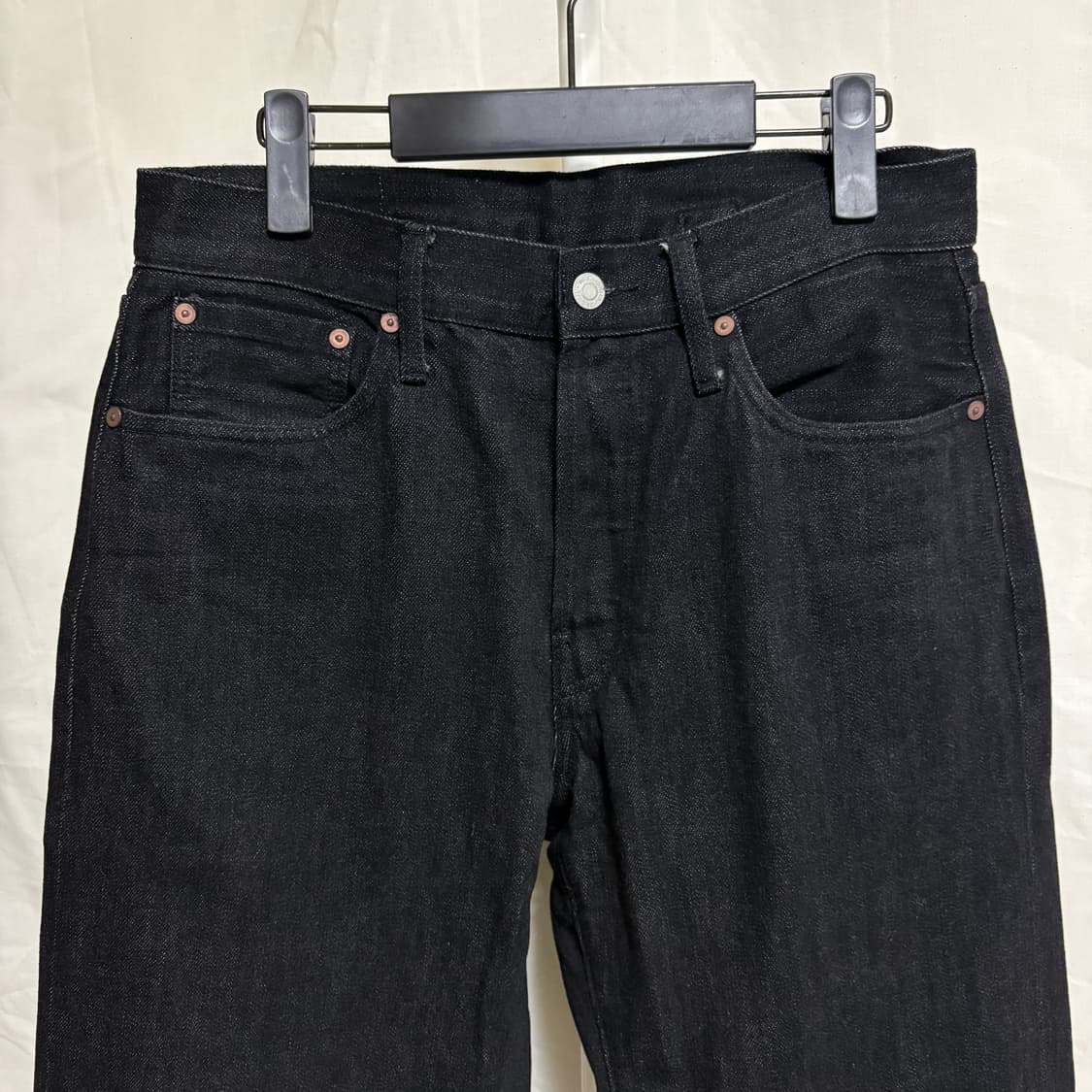 아웃스탠딩 30s 신치백 셀비지 와이드 데님팬츠 / 블랙, S(30) 상품이미지2