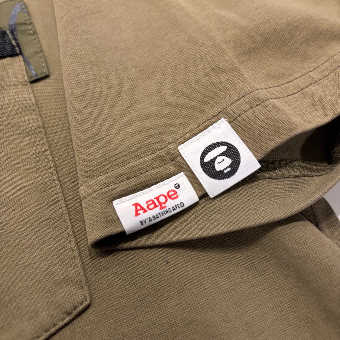 [L] AAPE 에이프 스카치 카키색 패턴 반팔 티셔츠 D950 상품이미지4