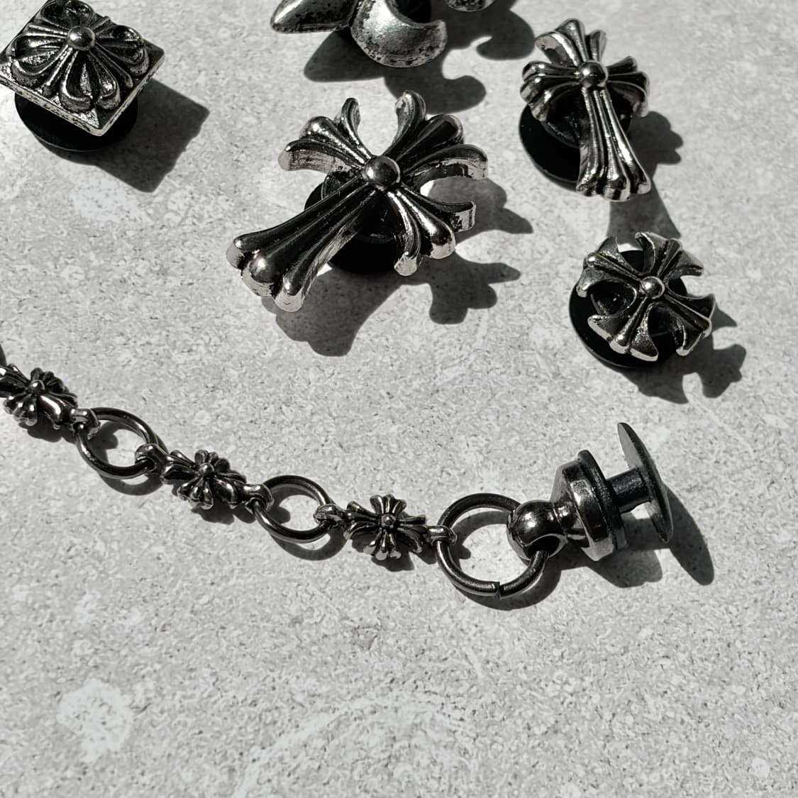 Oribell (7개 세트) 크롬 빈티지 크로스 버클 크록스 지비츠 상품이미지8