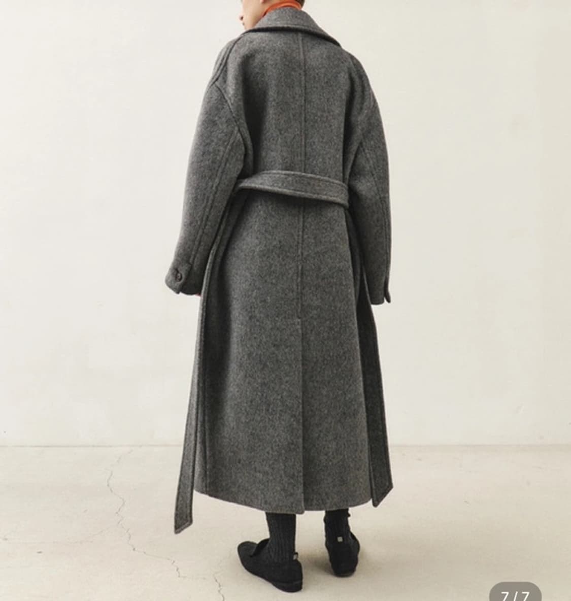 *해외출국으로 판매중단예정* 모한 카멜소재 더블 코트 그레이 상품이미지5