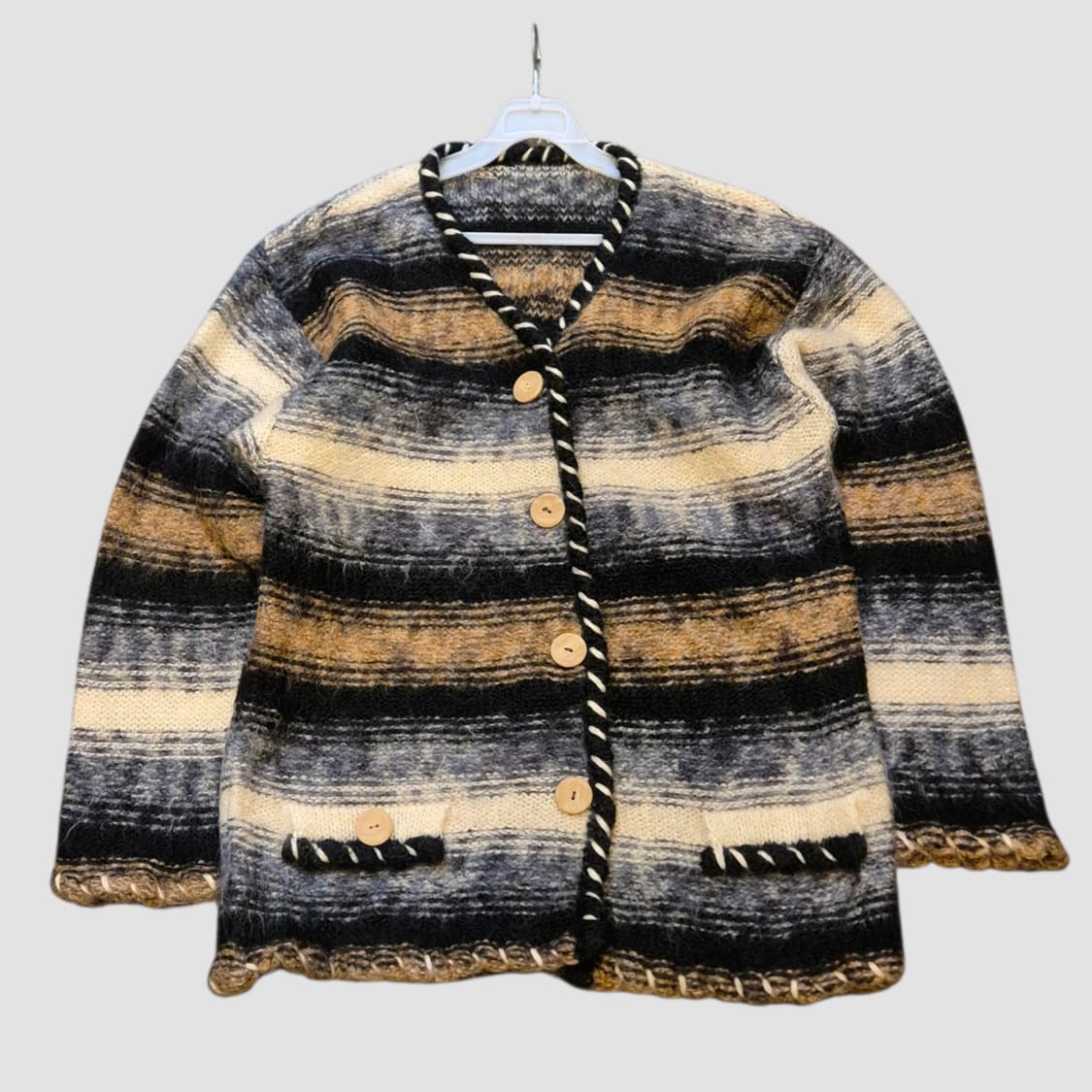 여성-FREE 모헤어 단가라 니트가디건  상품이미지1