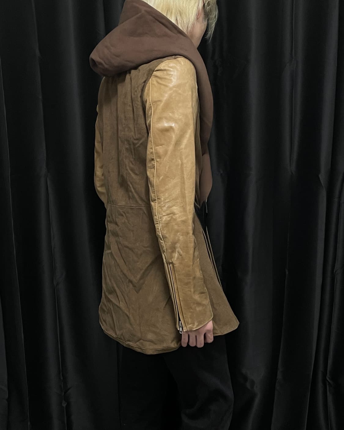 Stud homme horse leather Long Drape Hood 상품이미지2