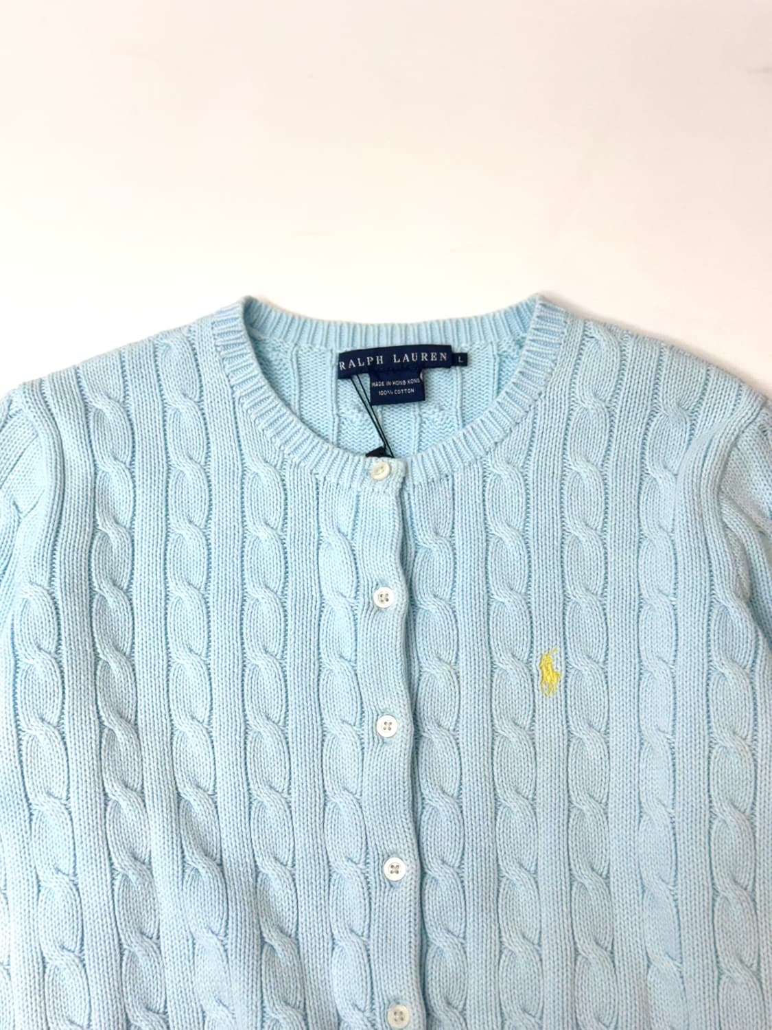 Ralph lauren 랄프로렌 스카이블루 색상 케이블 니트 가디건 상품이미지3