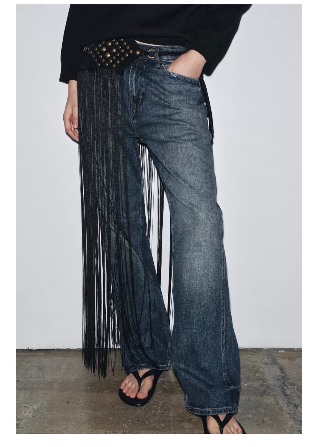 새상품) ZARA 스터드 프린지 가죽 거들 벨트 상품이미지3