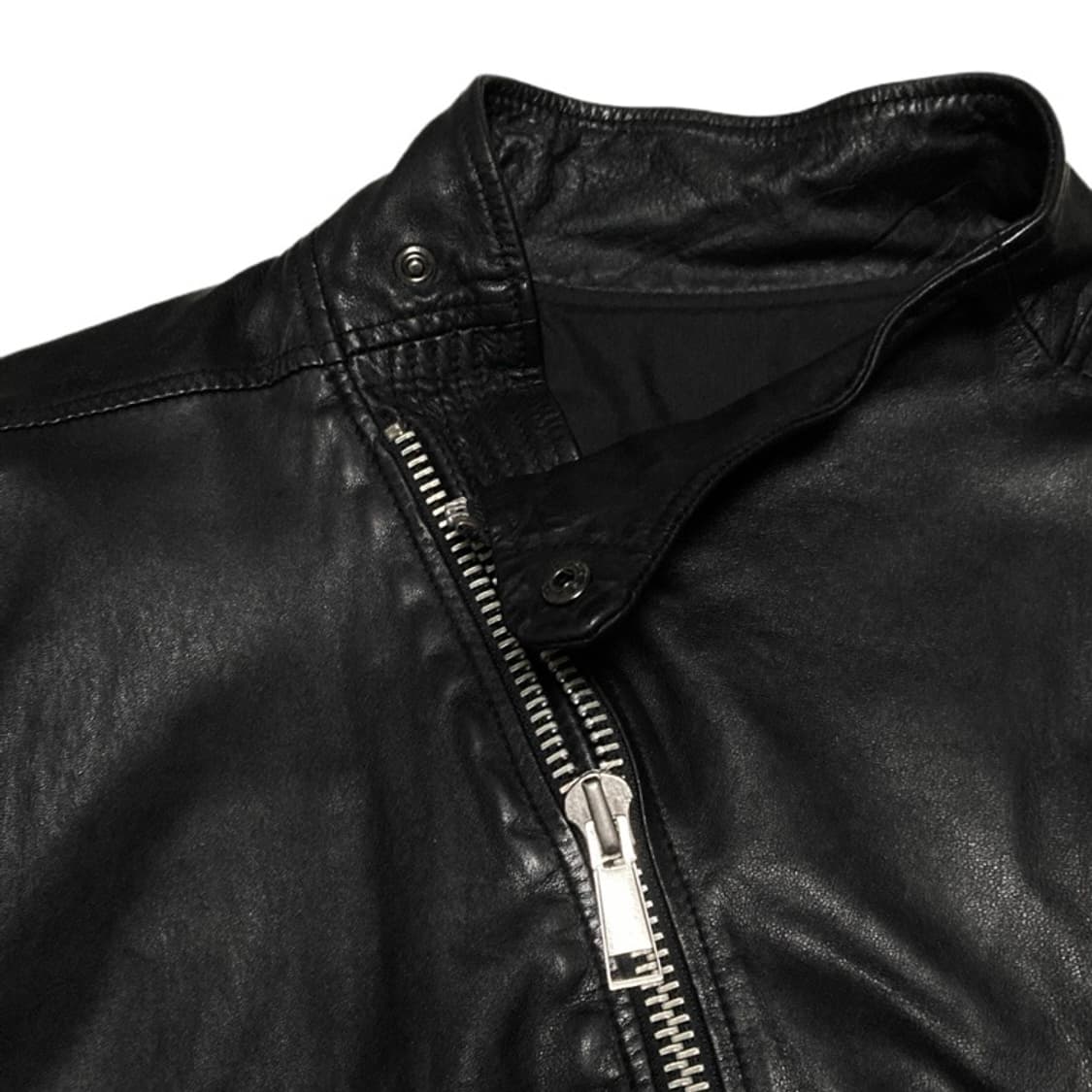 릭오웬스맛 양가죽 하이넥 사선 자켓 블랙 상품이미지6