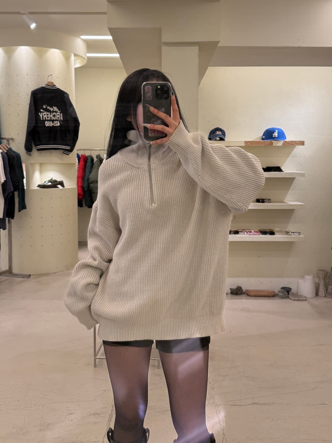 키뮤어 하프집업 니트 베이지 U892 상품이미지1