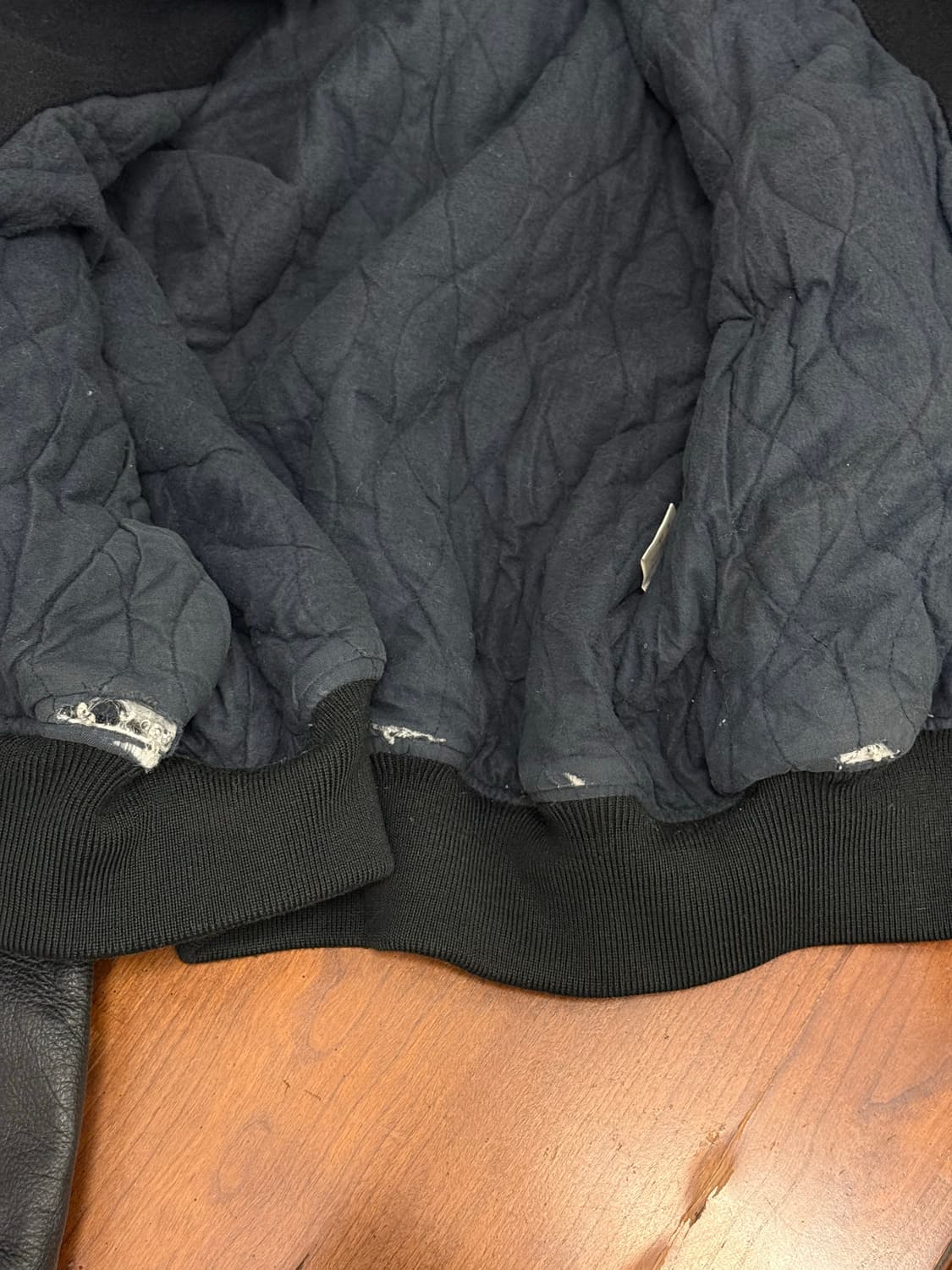 XL) POSHBOY Leather Arm Varsity Jacket 상품이미지8