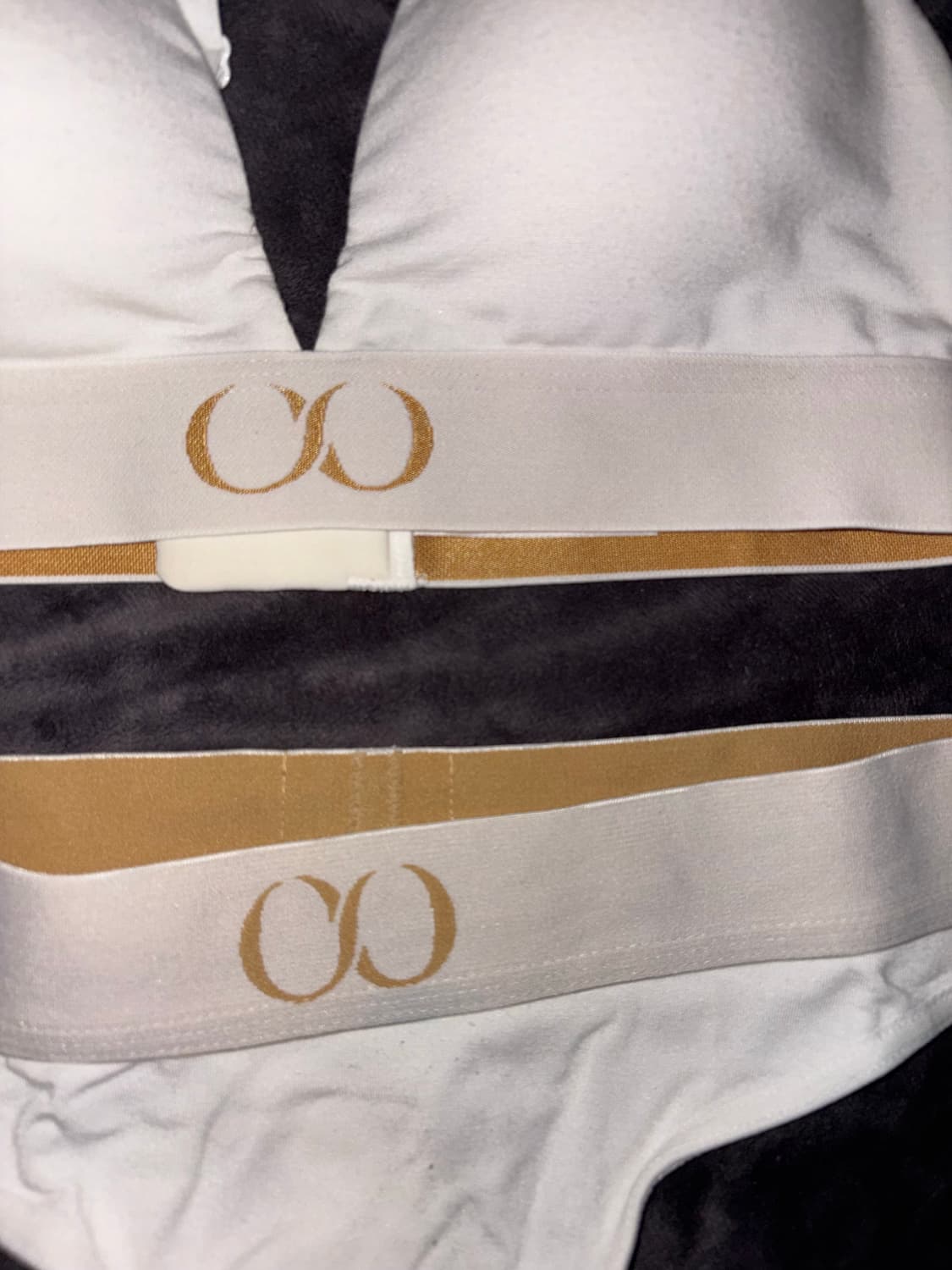 qise 바프용 섹시 고급 화이트 골드 뫼비우스 배색 깔롱 속옷 세트 상품이미지3