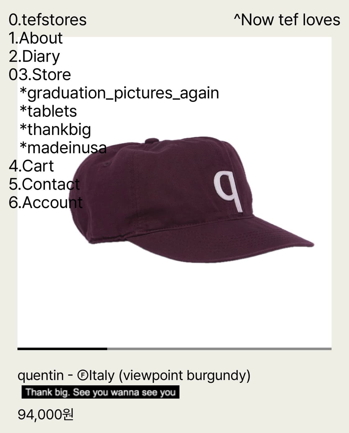 테프스토어즈 모자 quentin - ⒻItaly 라지 L 상품이미지1