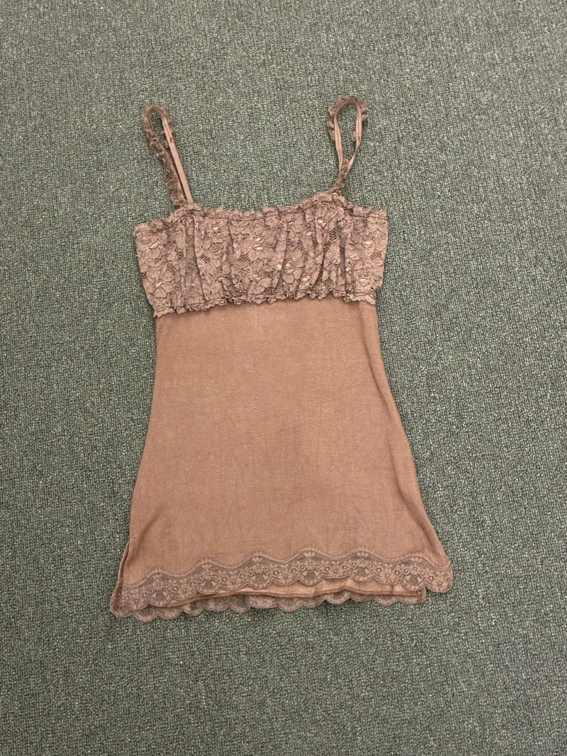 M)Japanese vintage 여성 레이스 디테일 갈색 슬리브리 상품이미지3