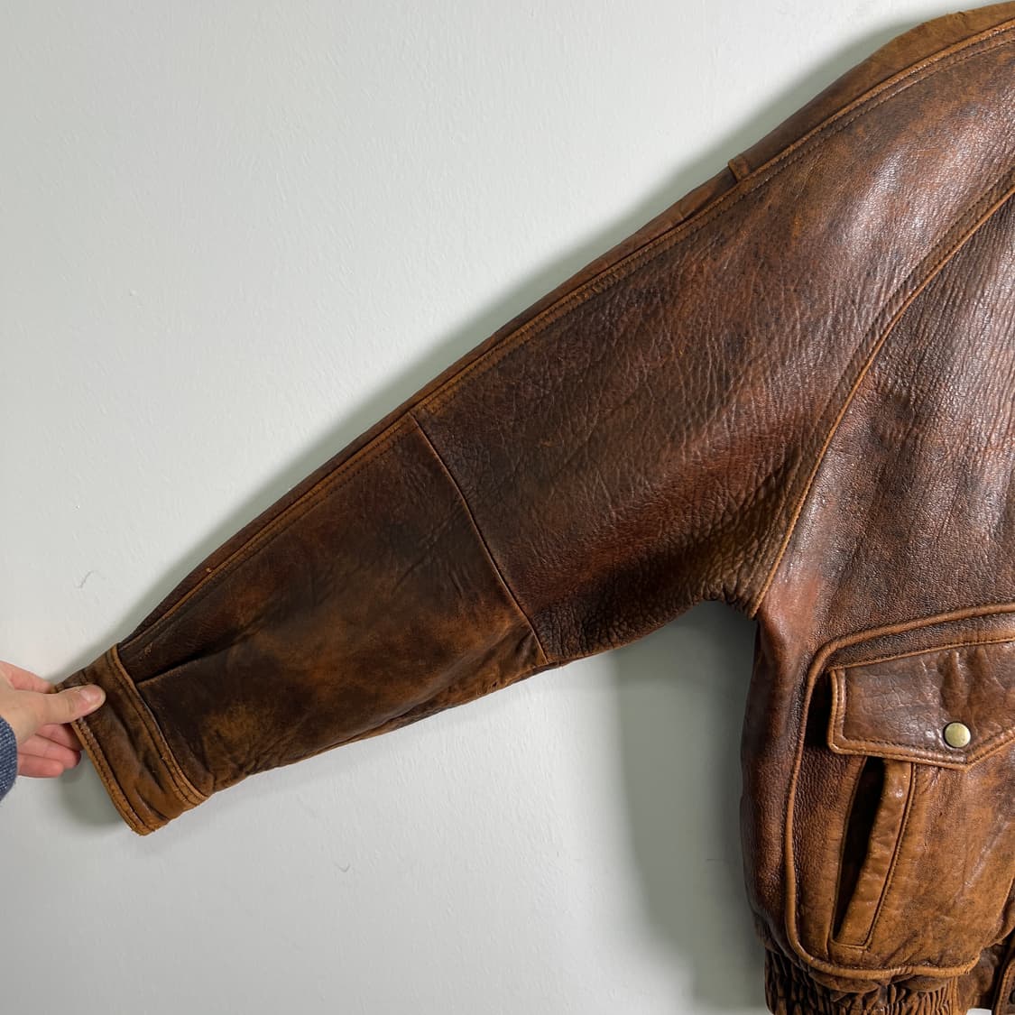 VTG 빈티지 브라운 G-1 양가죽 플라이트 자켓 M 상품이미지7
