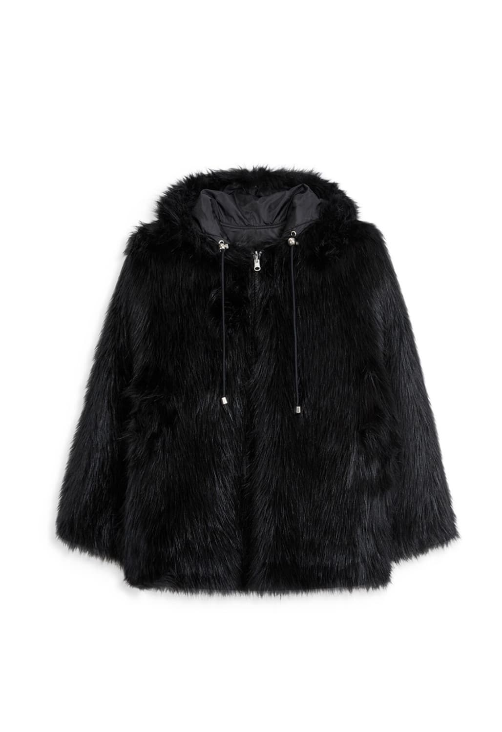 REVERSIBLE FAUX FUR HOOD JACKET, BLACK 상품이미지1