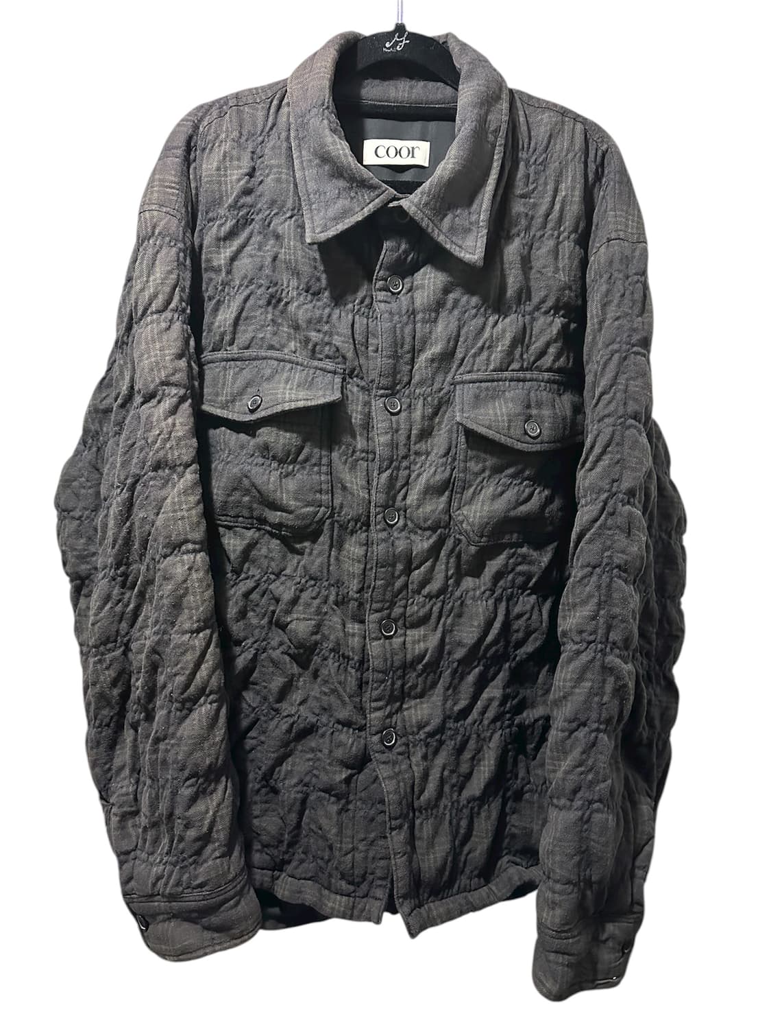 쿠어 링클 체크 패디드 셔츠 신더차콜 L 상품이미지1