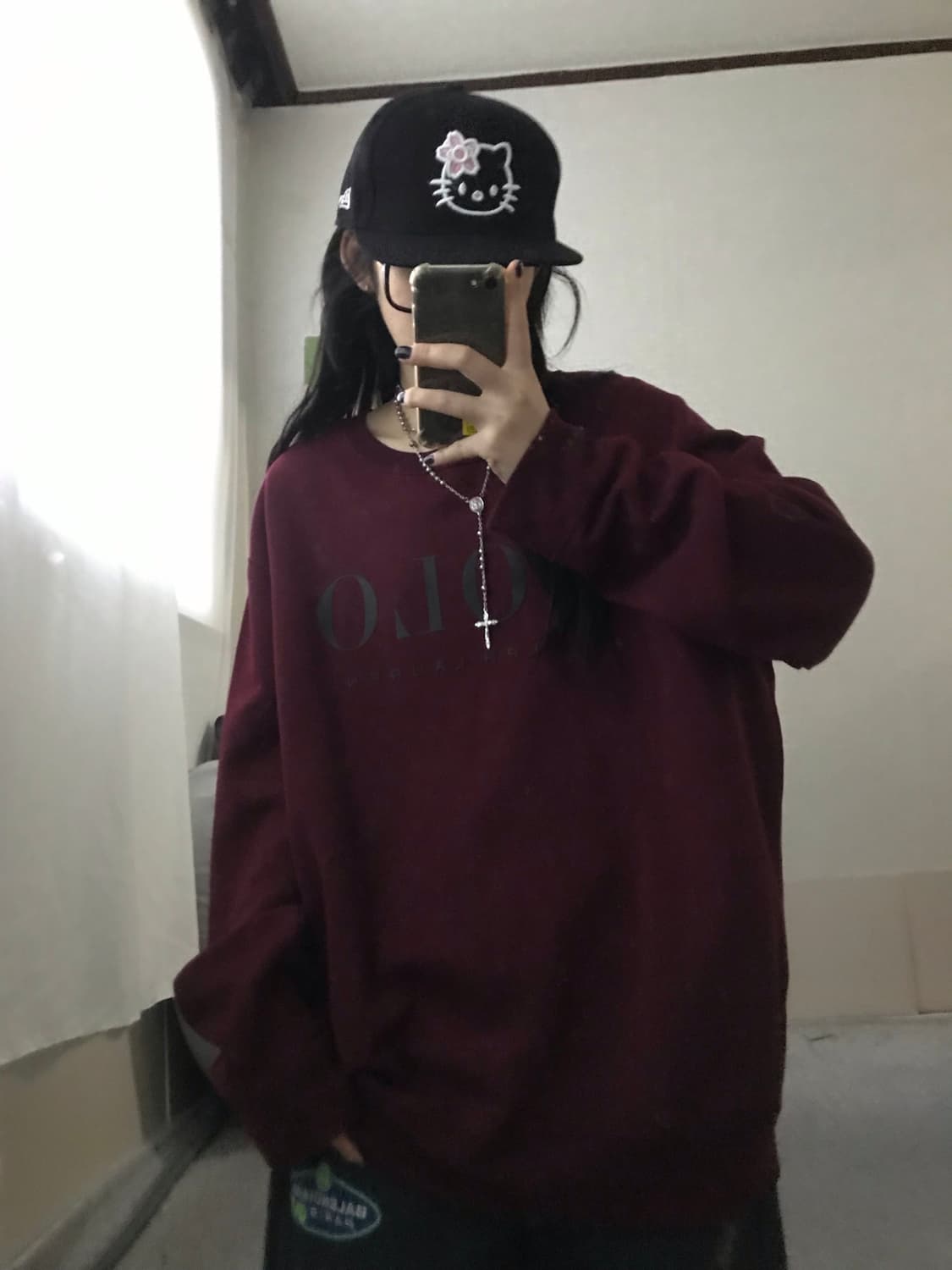 폴로 버건디 오버핏 맨투맨 상품이미지3