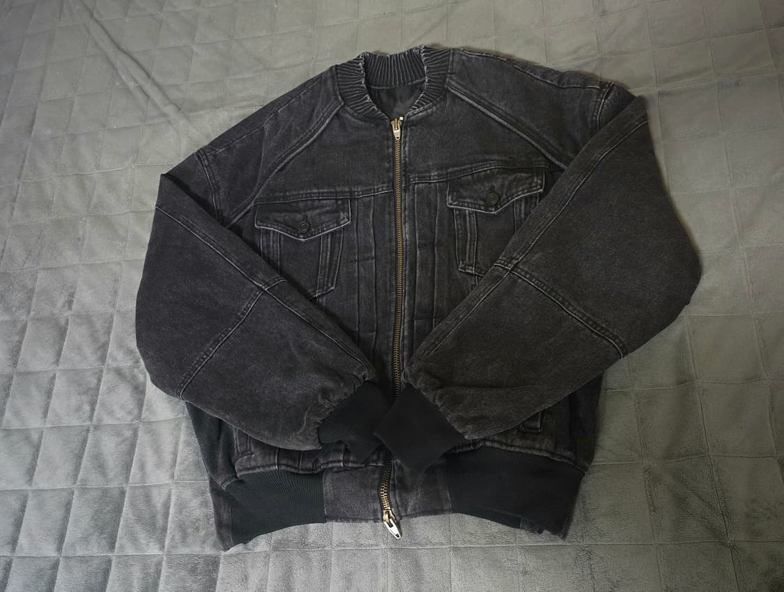 준지 흑청 데님 트러커 마원 MA-1 자켓 점퍼 46사이즈 상품이미지4