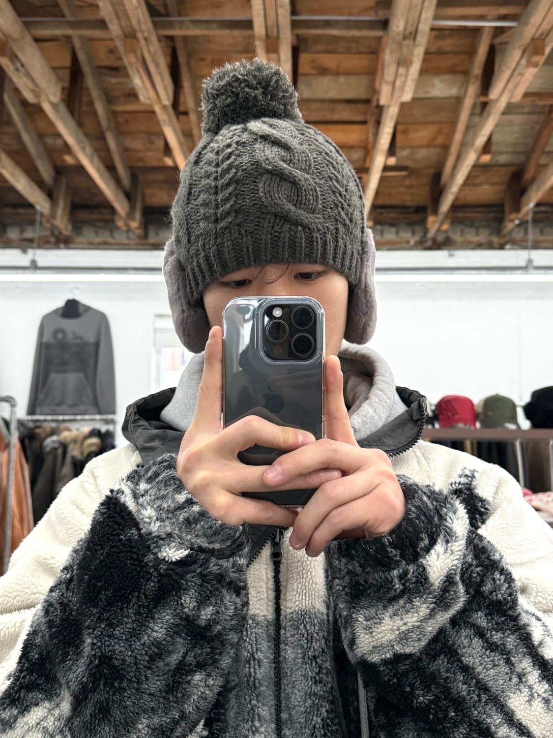 JPN 이어머프 폼폼 비니 상품이미지4