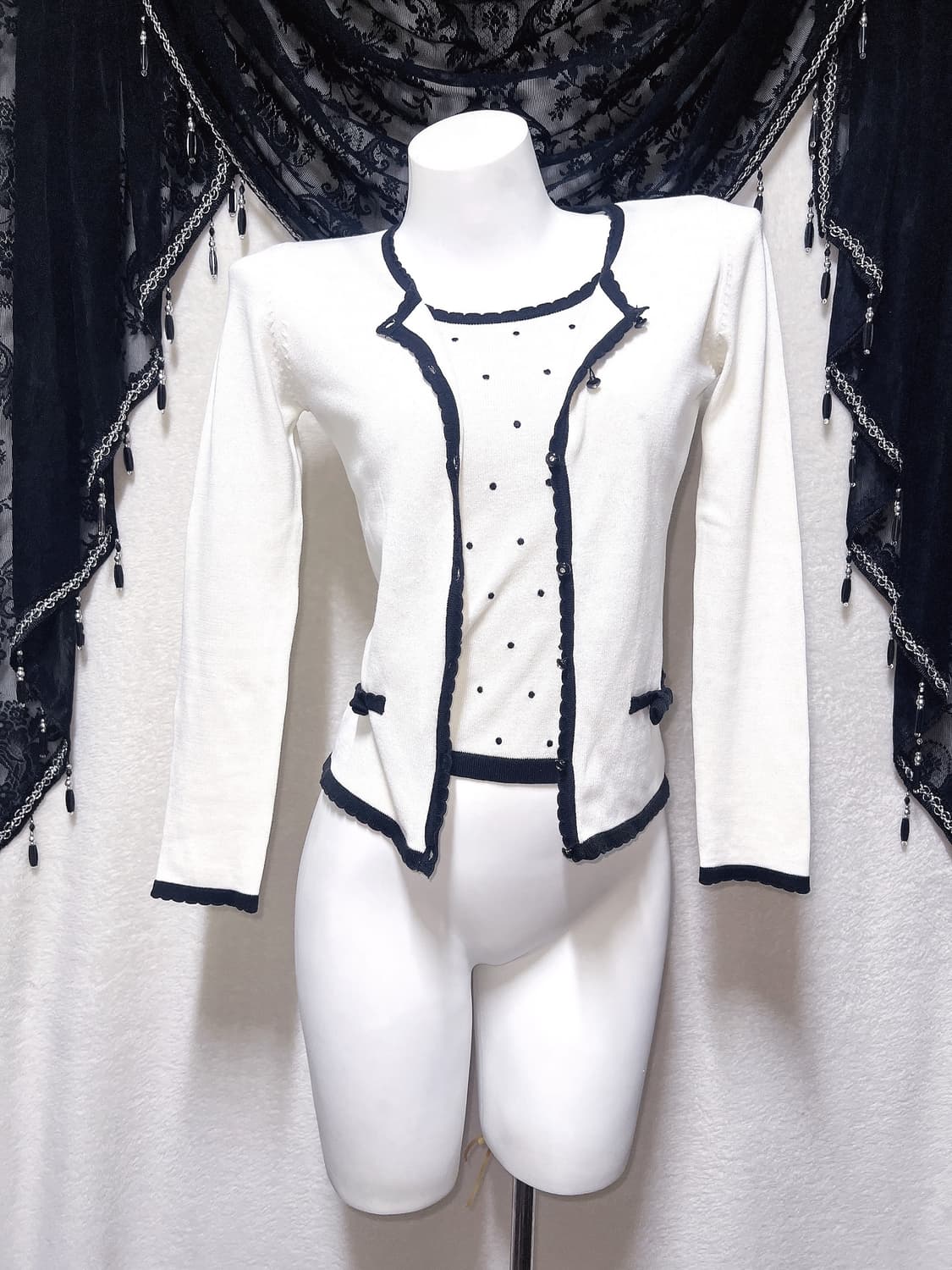 세실맥비 로맨틱갸루 도트 땡땡이 로걀탑 가디건 세트 러블리 달천 핀터 상품이미지1