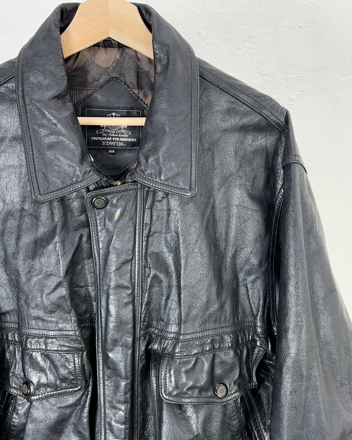 에드윈 블랙 트윈 포켓 레더 자켓 상품이미지3
