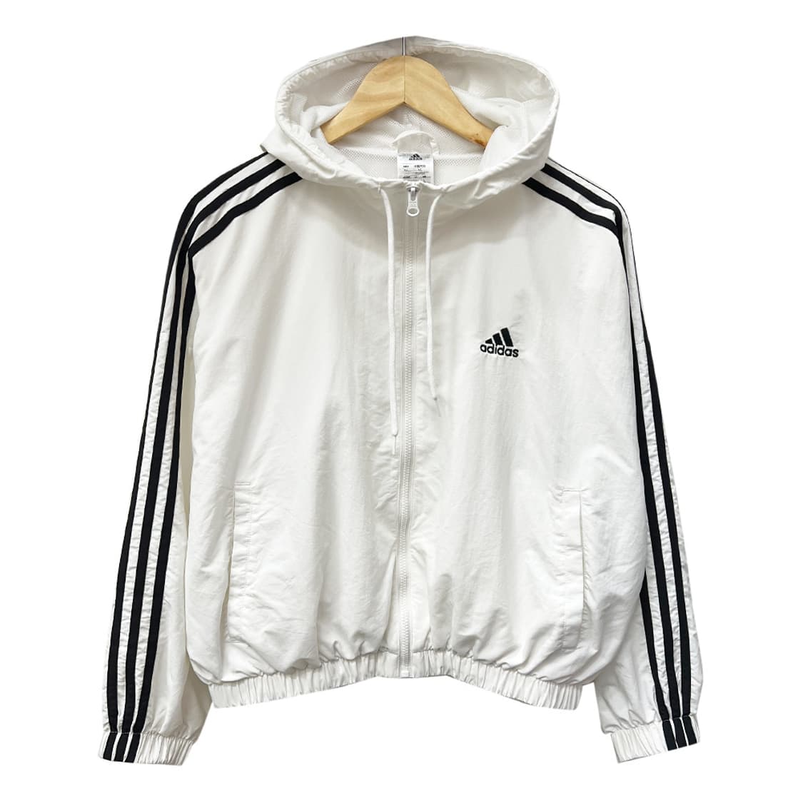 아디다스 화이트 에센셜 3S 우븐 윈드브레이커 바람막이 L 상품이미지1
