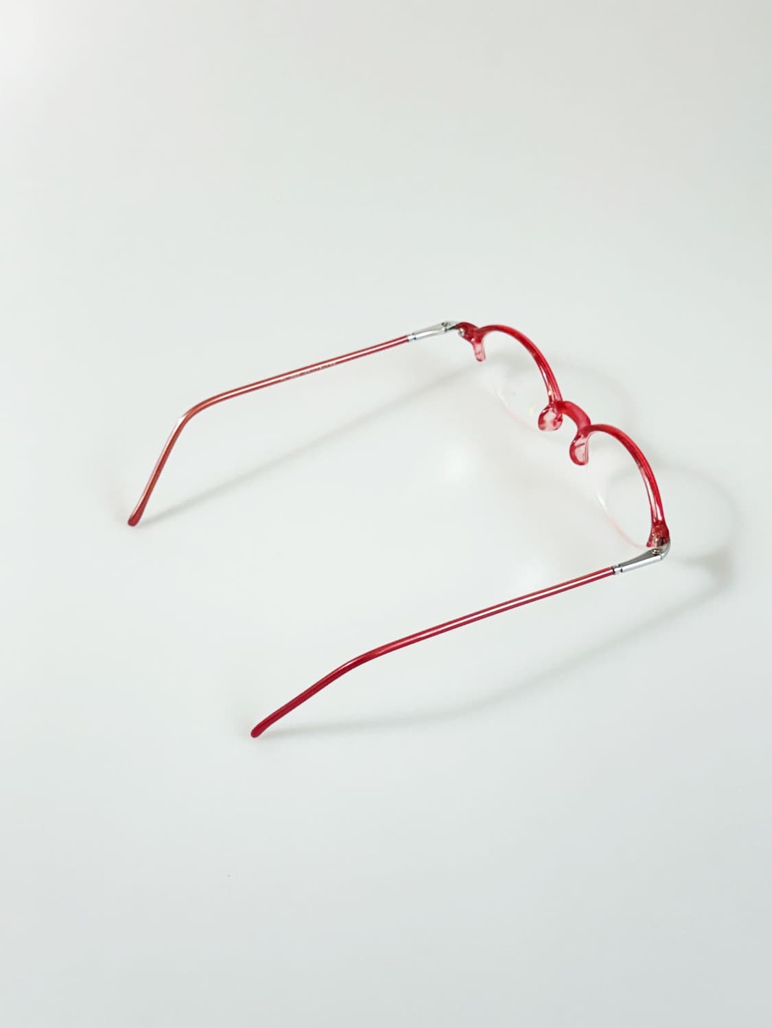 90s POLY FLEX 레드 뿔테 오벌 반무테 빈티지 안경 상품이미지4