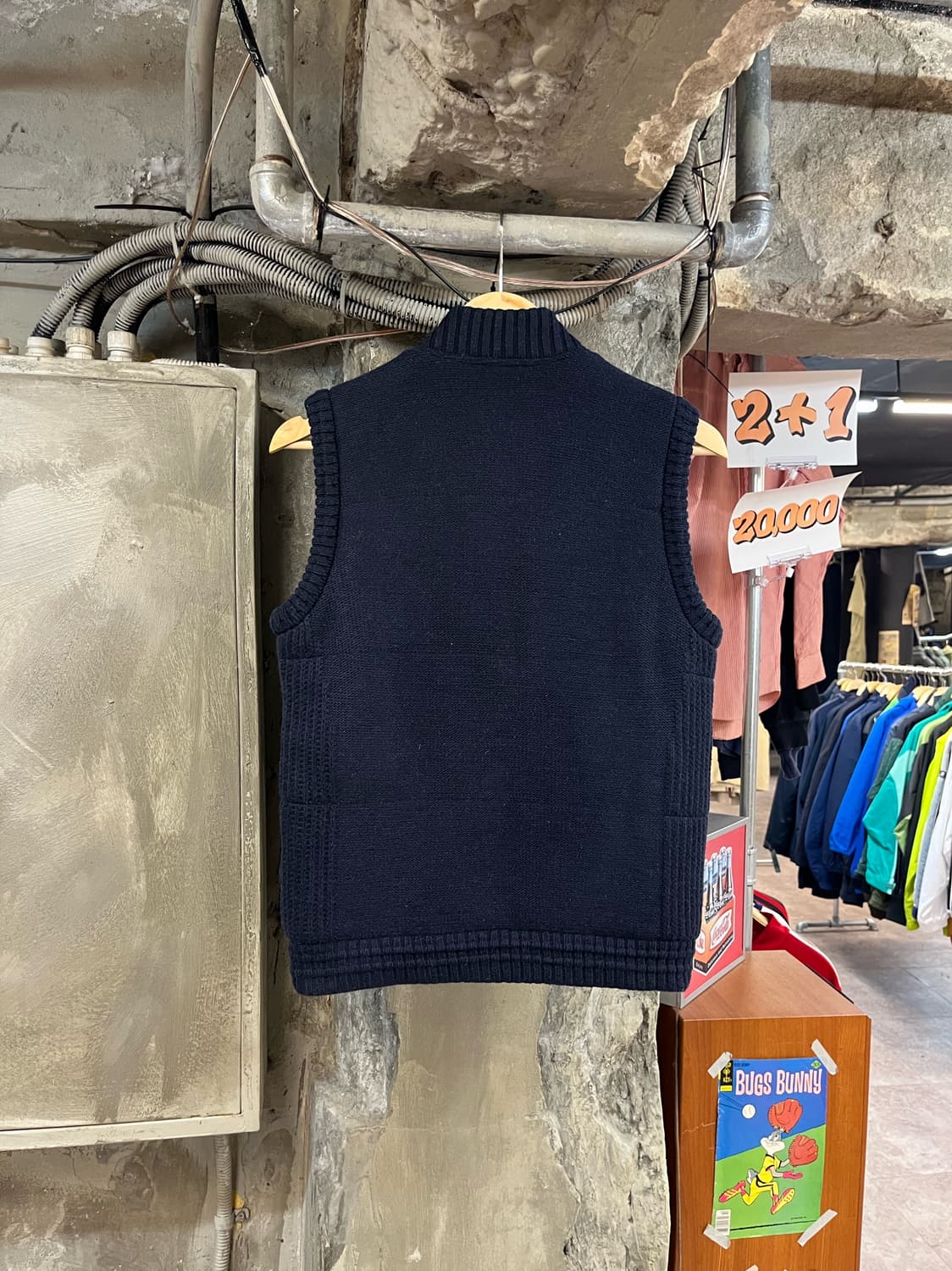 게스 니트 집업 베스트 네이비 XS #csz3316 상품이미지2