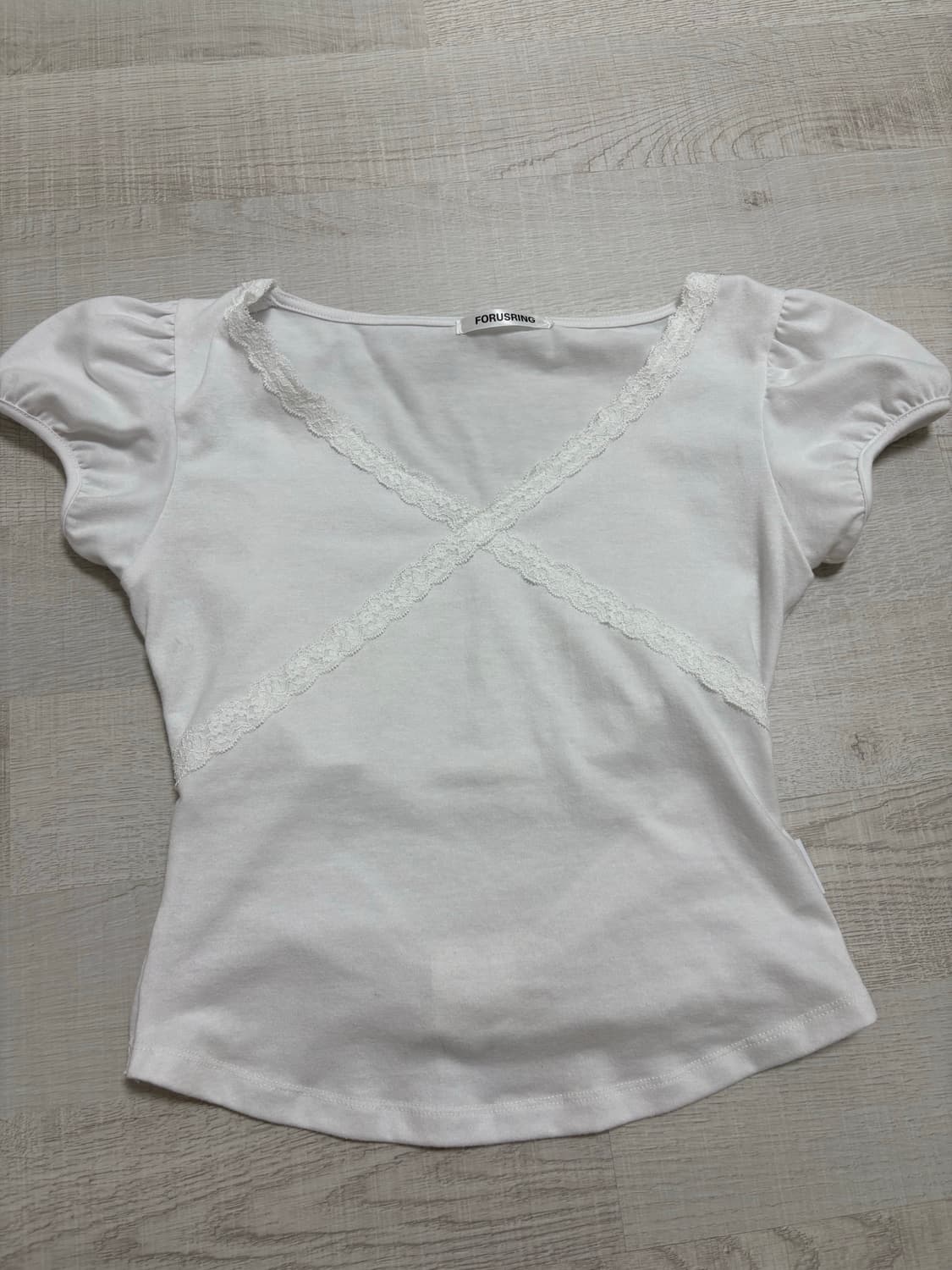 포어링 Back ribbon puff tee 백리본 퍼프티 화이트 m 상품이미지2