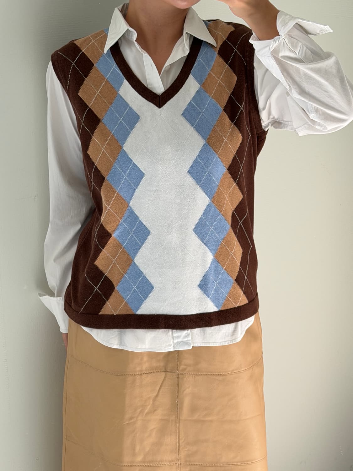 아가일패턴 빈티지 니트 베스트 상품이미지3