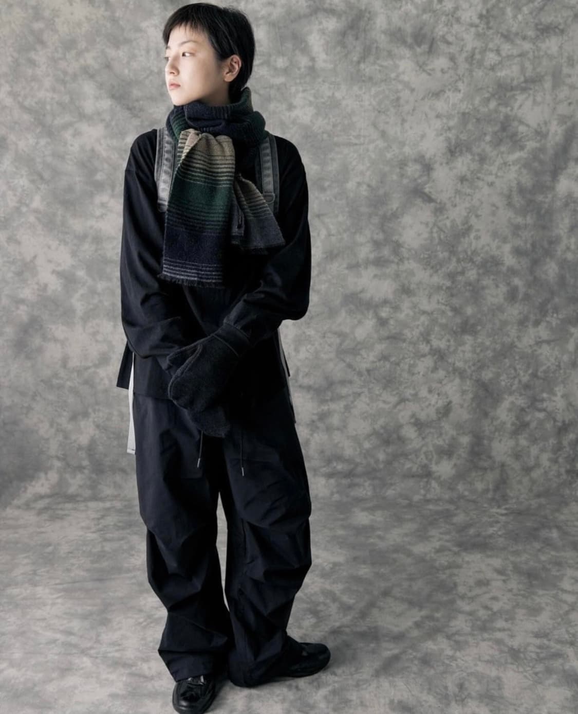 해칭룸 빈티지 그라데이션 앙고라 머플러 멀티그린 상품이미지3