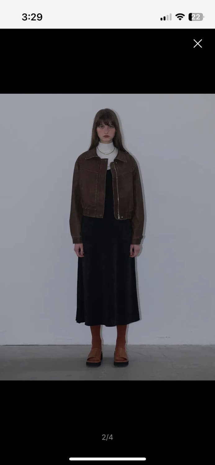 플레이스스튜디오 레더 워시드 빈티지 워싱 자켓 브라운 라이더자켓 상품이미지2