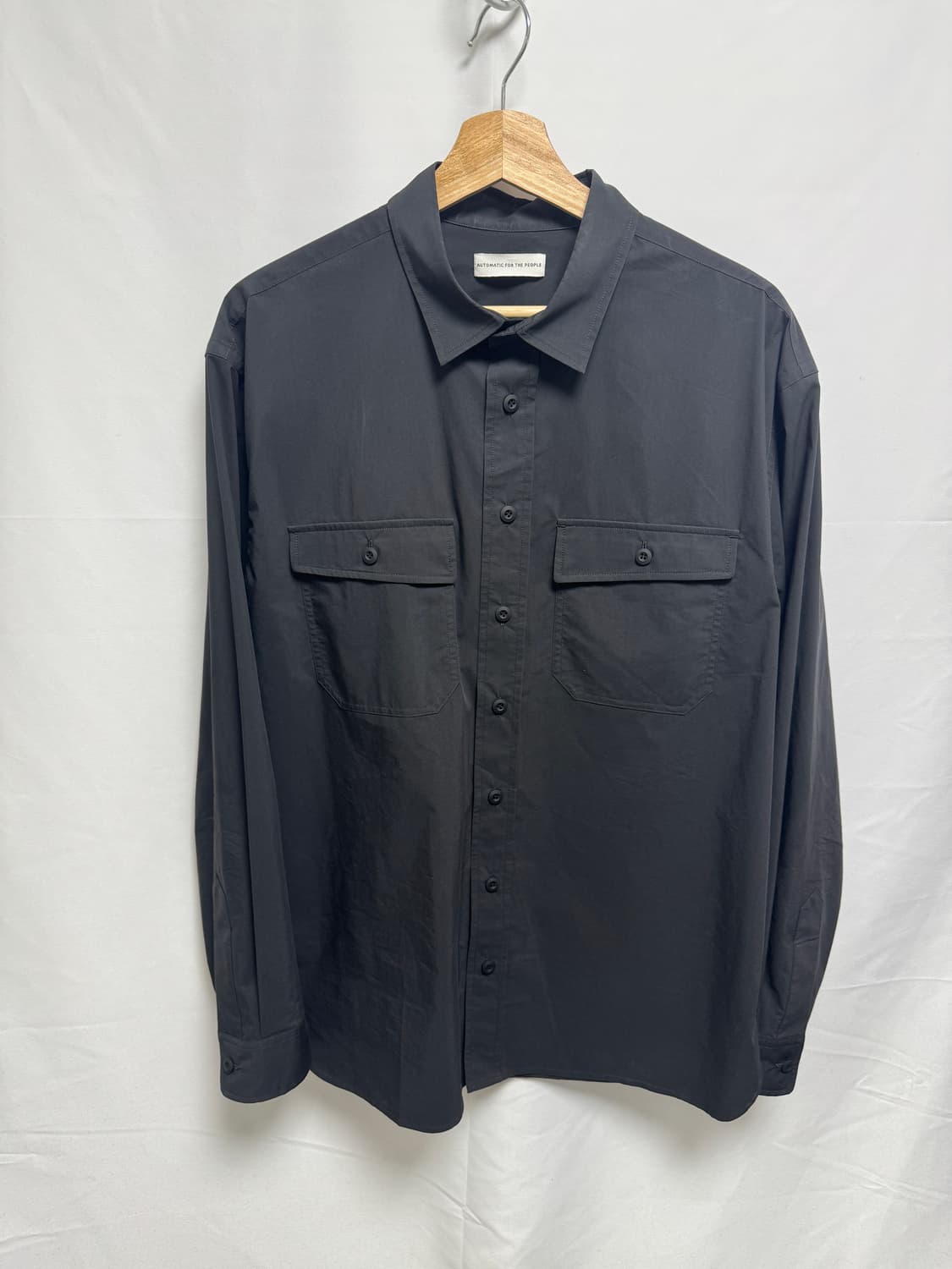 [2] 오토매틱포더피플 크로스 포켓 셔츠 CHARCOAL BLACK 상품이미지6