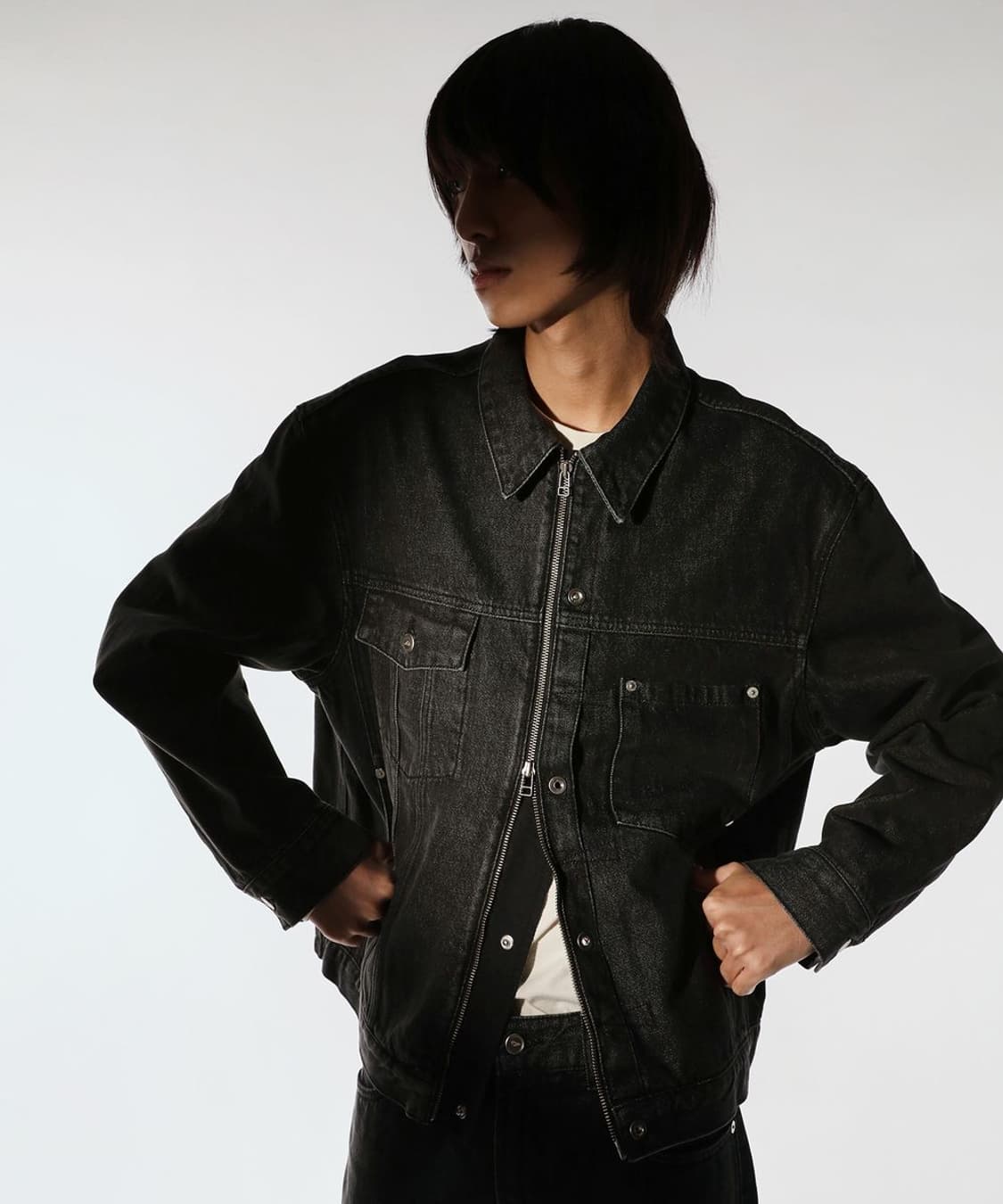 플랙 x 언어펙티드 트러커 자켓 블랙 L 상품이미지2