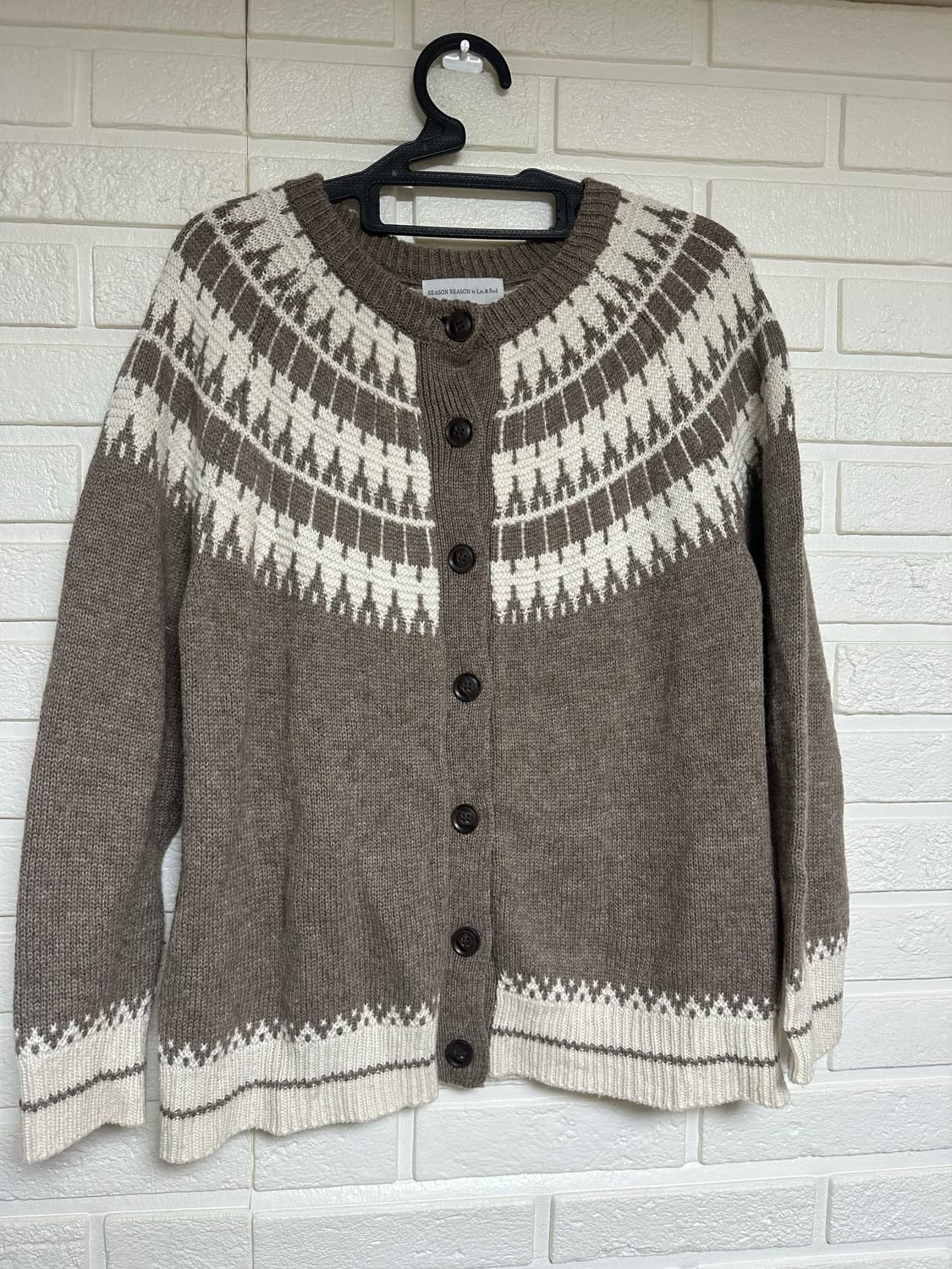 패턴 갈색 니트(가디건) 상품이미지1