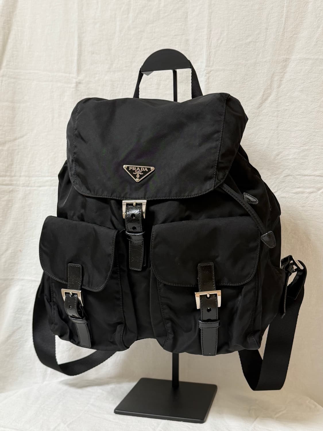 정품 프라다 테수토 나일론 투포켓 백팩 블랙 미디움사이즈 상품이미지6