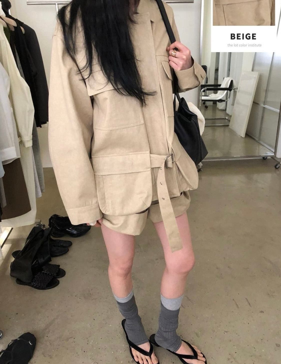 레이크 사이드 스튜디오 바닐라 벨트 빅 포 켓 점퍼 상품이미지1