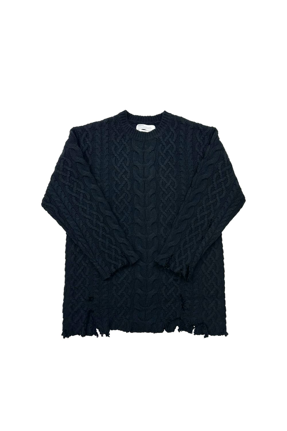 새상품 다이리쿠 데미지 블랙 케이블니트 L 상품이미지1