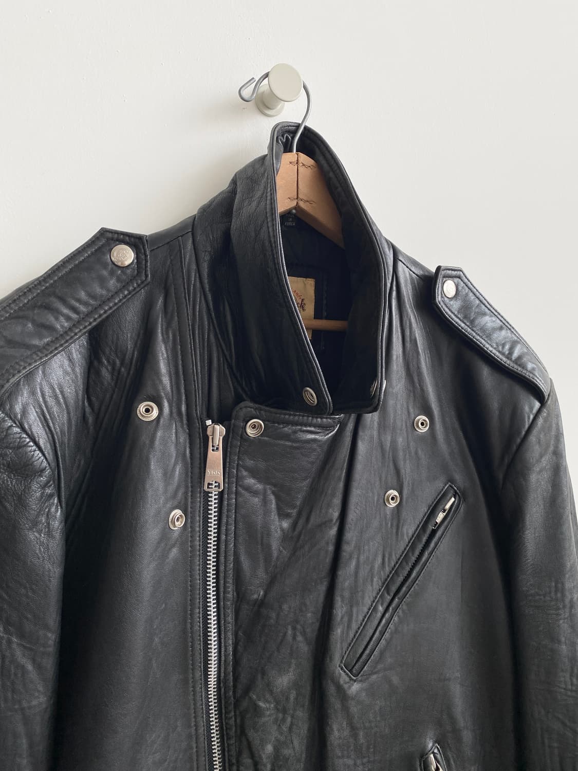 90‘s 하드락 카페 램스울 레더 라이더 자켓 상품이미지4