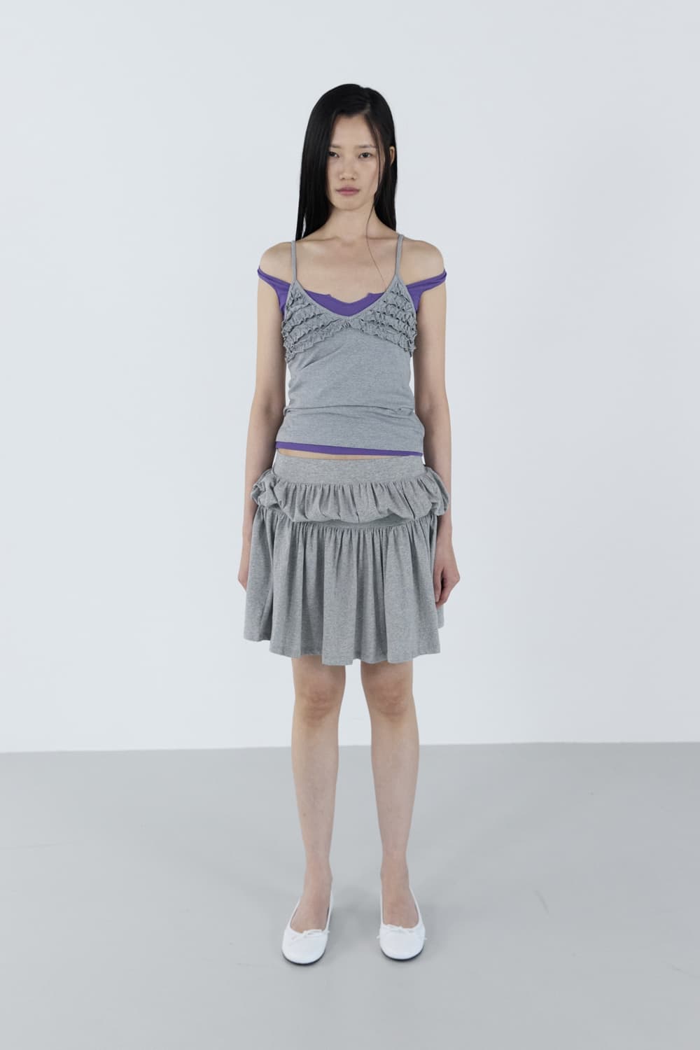 세릭 셔링 스커트 Fluid Shirring Skirt _ Gray 상품이미지1