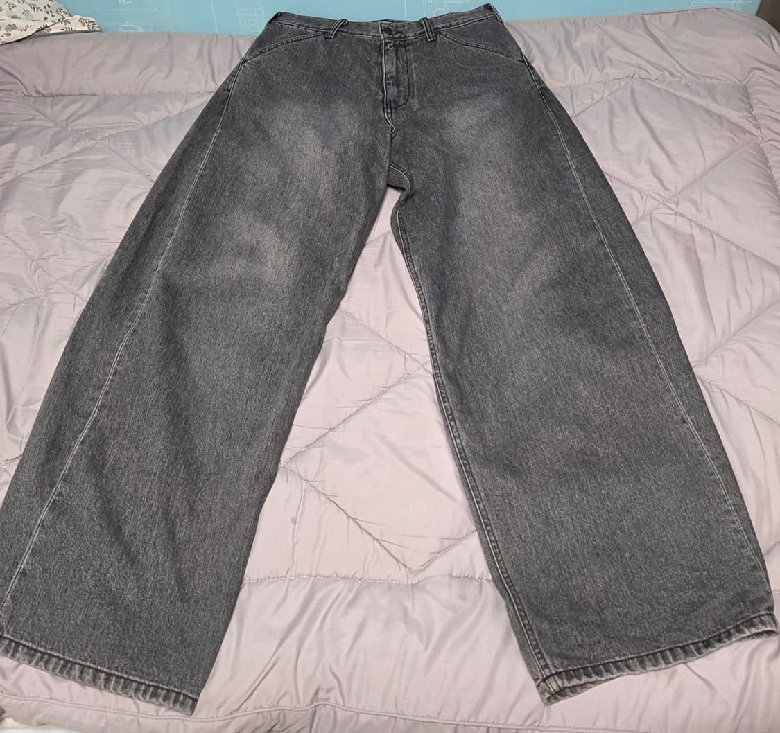 3) 해칭룸 와이드 커브 진 워시드 블랙 상품이미지1